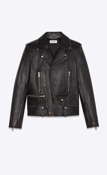 "Bird" motorcycle jacket in vintage coarse grain leather